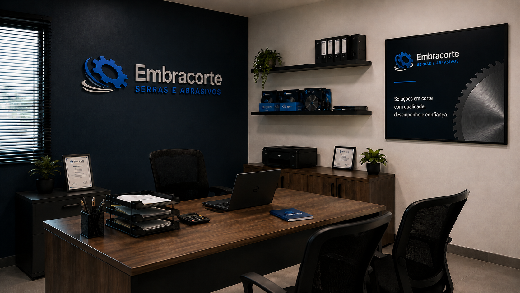 Escritório da Embracorte em 2017, início da empresa com atuação na revenda de serras e abrasivos