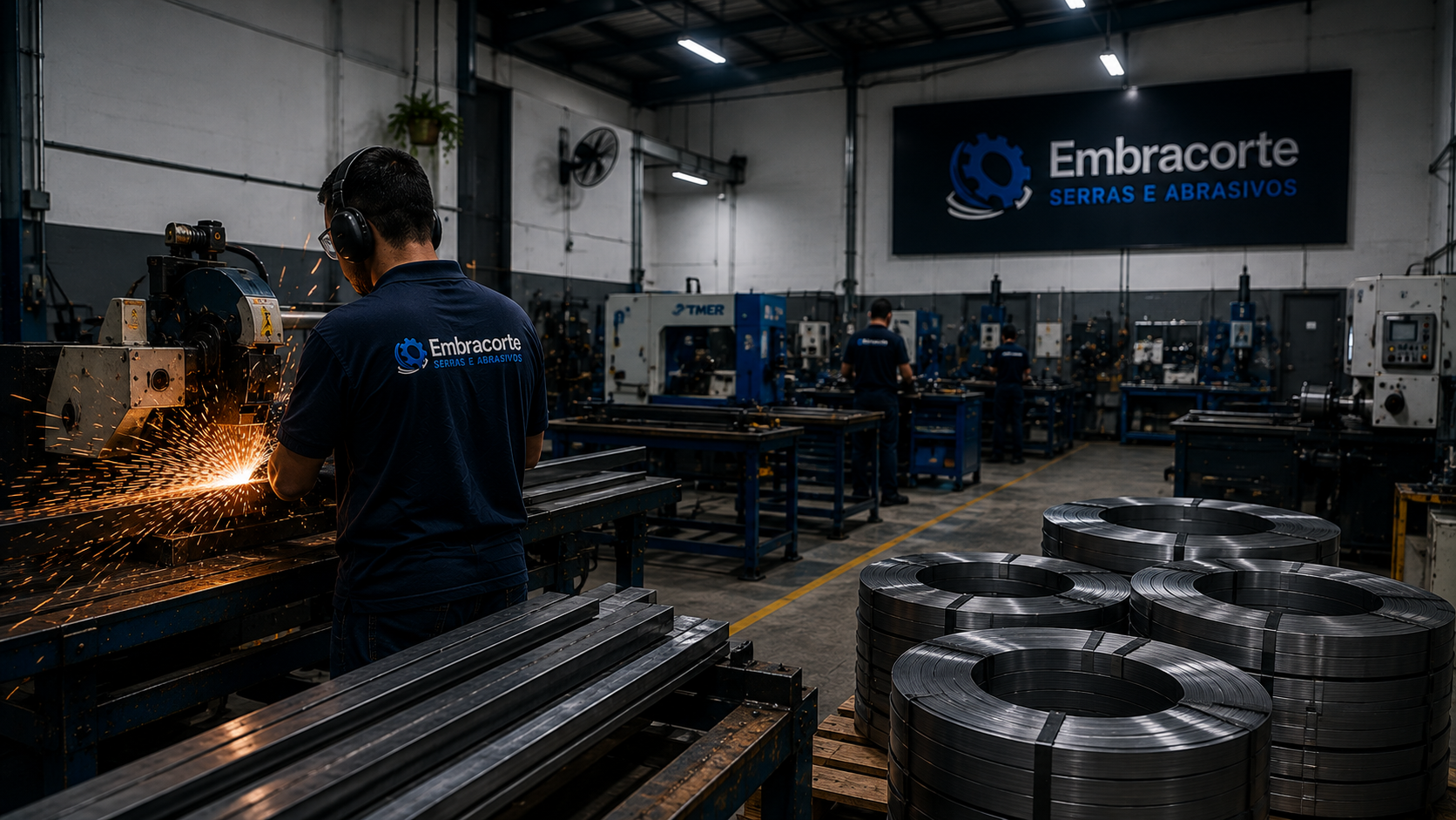 Produção da Embracorte em 2019, com novas máquinas e início da fabricação própria de serras e abrasivos